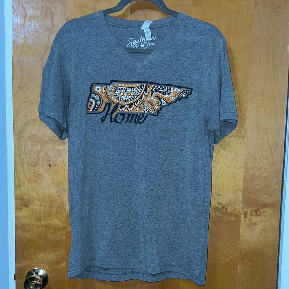 Women’s Gray T-Shirt with Orange Graphic
